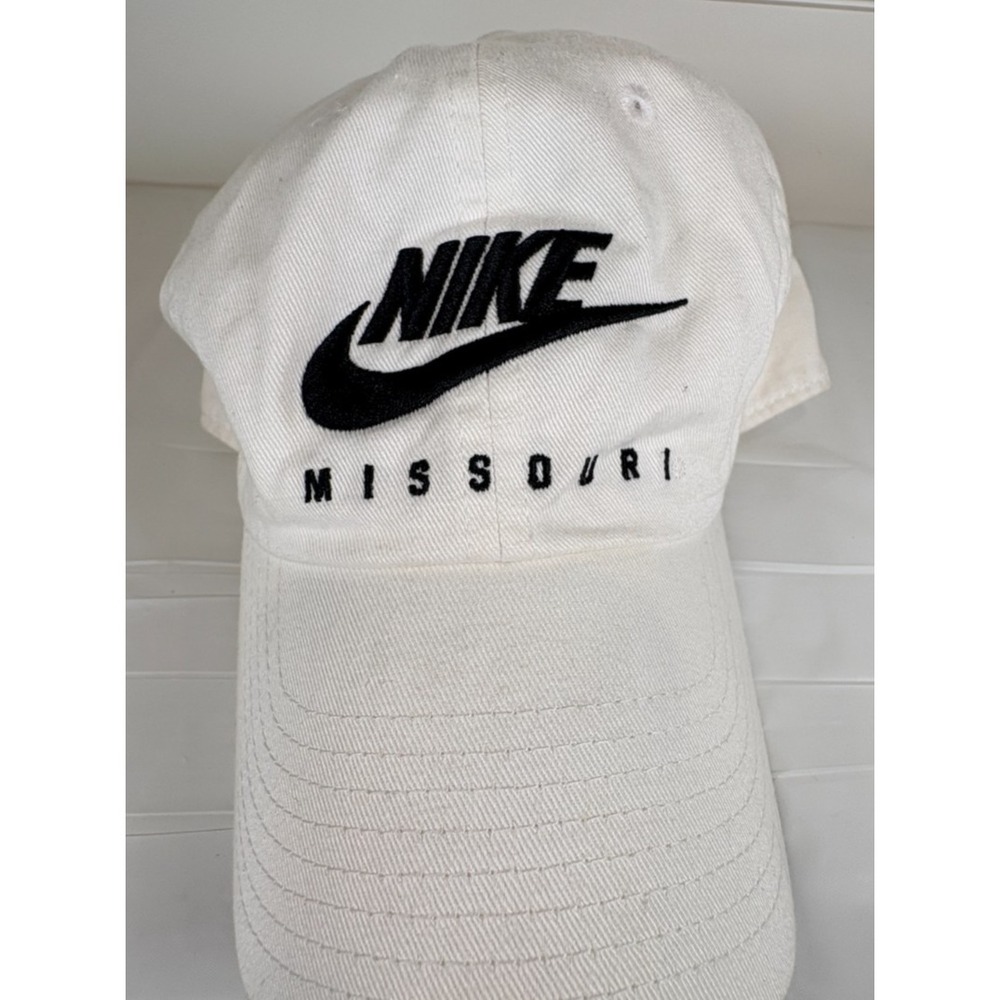 Missouri Nike Mizzou Tigers Ball Cap Hat Adjustable Baseball White w/ Black Font